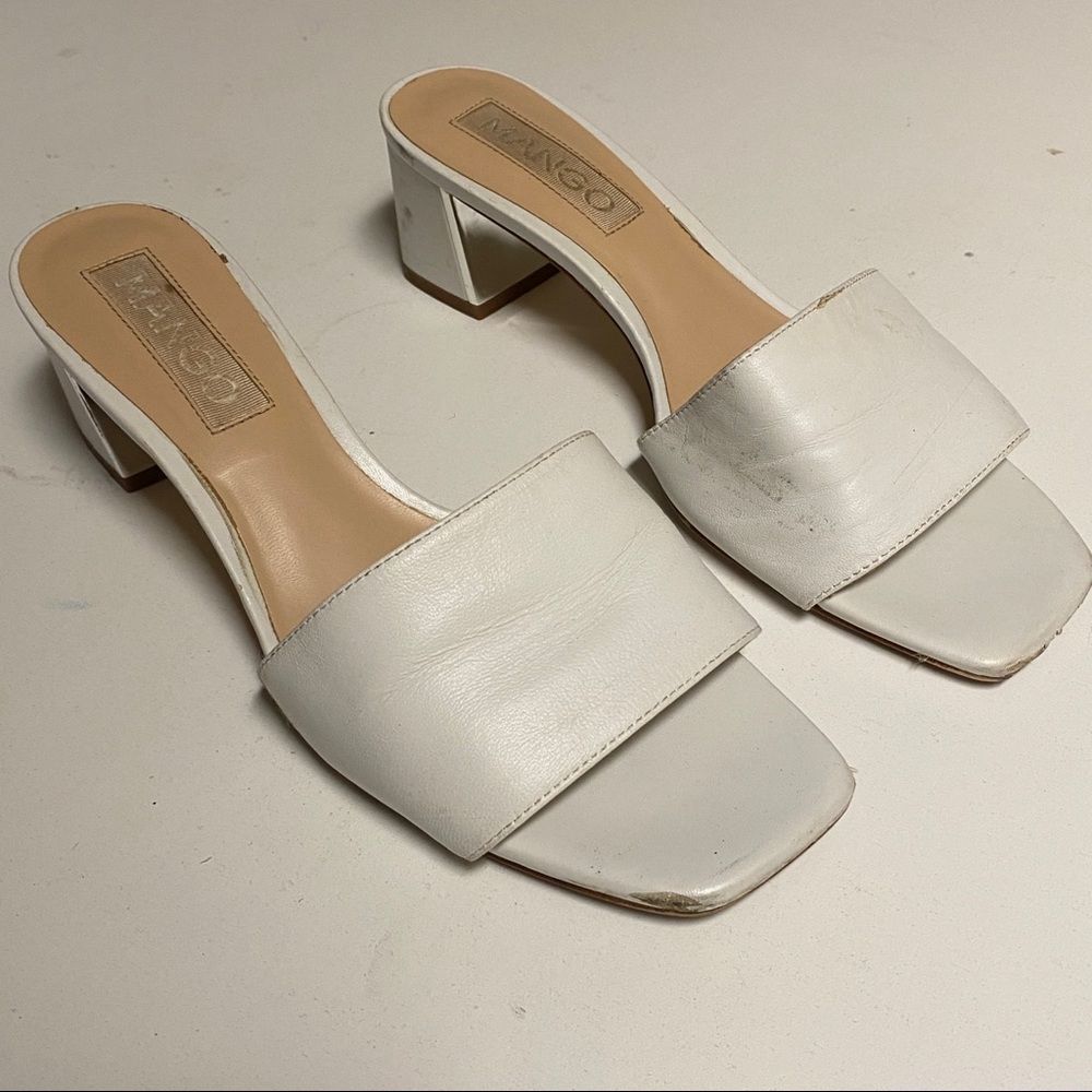 White Mango Kitten Heel Mules